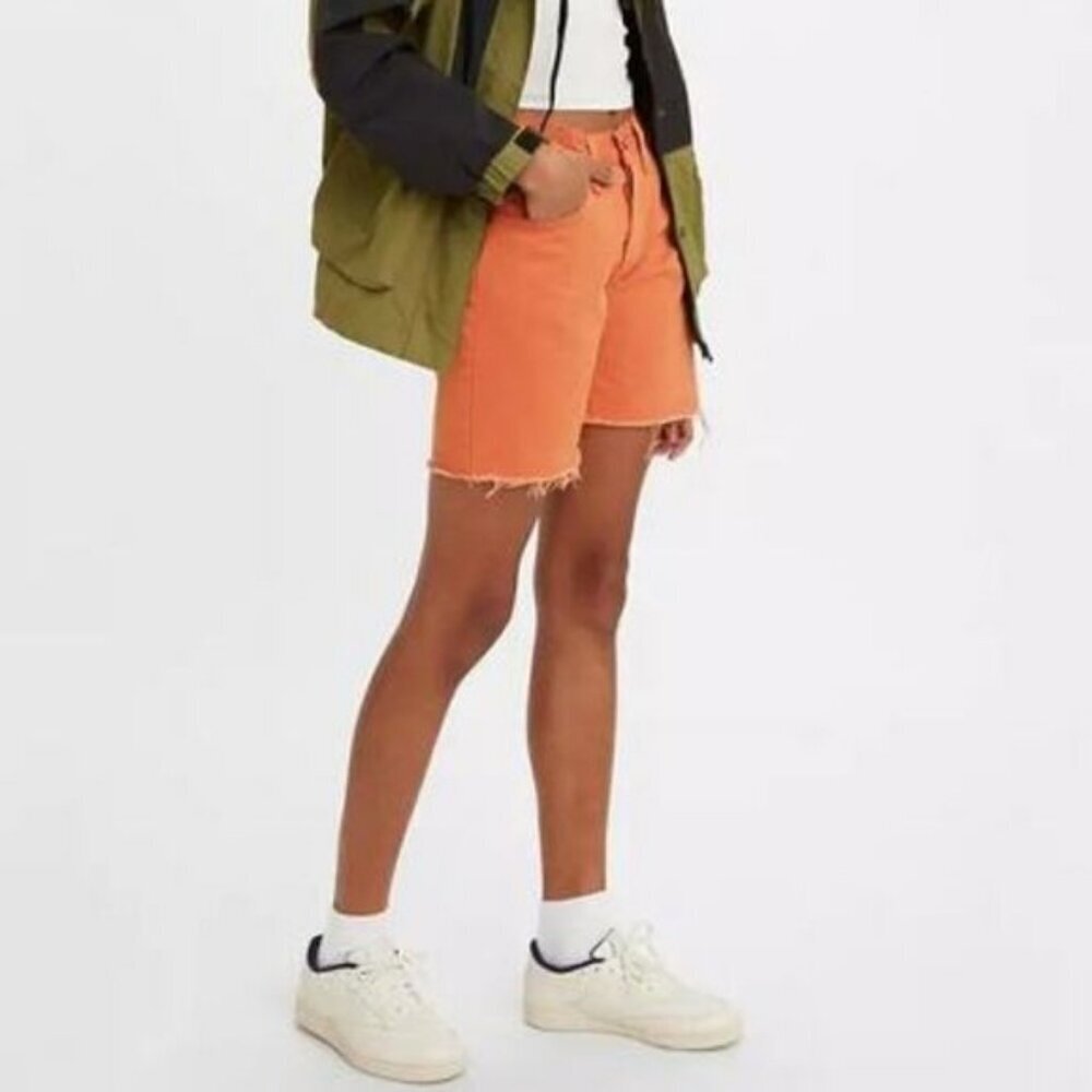 Levi's 501 '90s Women's Shorts In Orange Garment Dye Size 24 - Picture 1 of 7